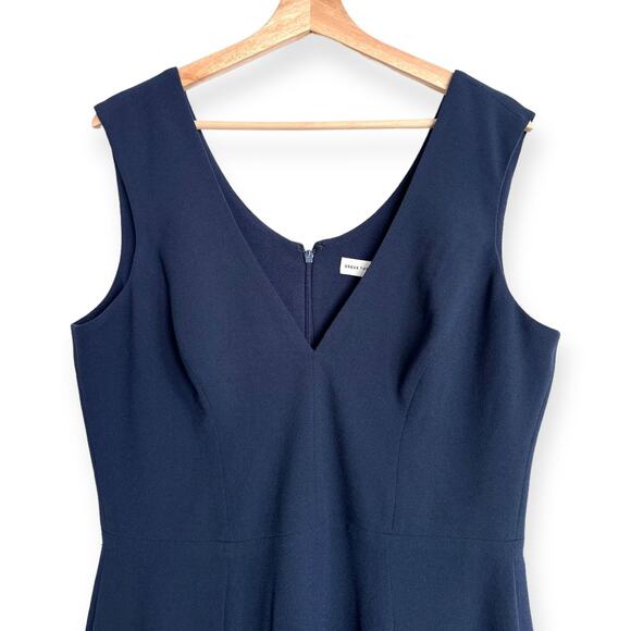 Dress The Population Midnight Blue Sandra Plunge Crepe Trumpet Gown Women's XL - Picture 3 of 13